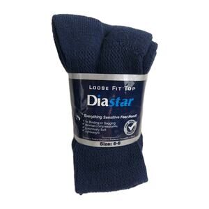 3 Pack Diabetic Crew Socks Health Circulatory Cotton Size 6-8 Navy Blue
